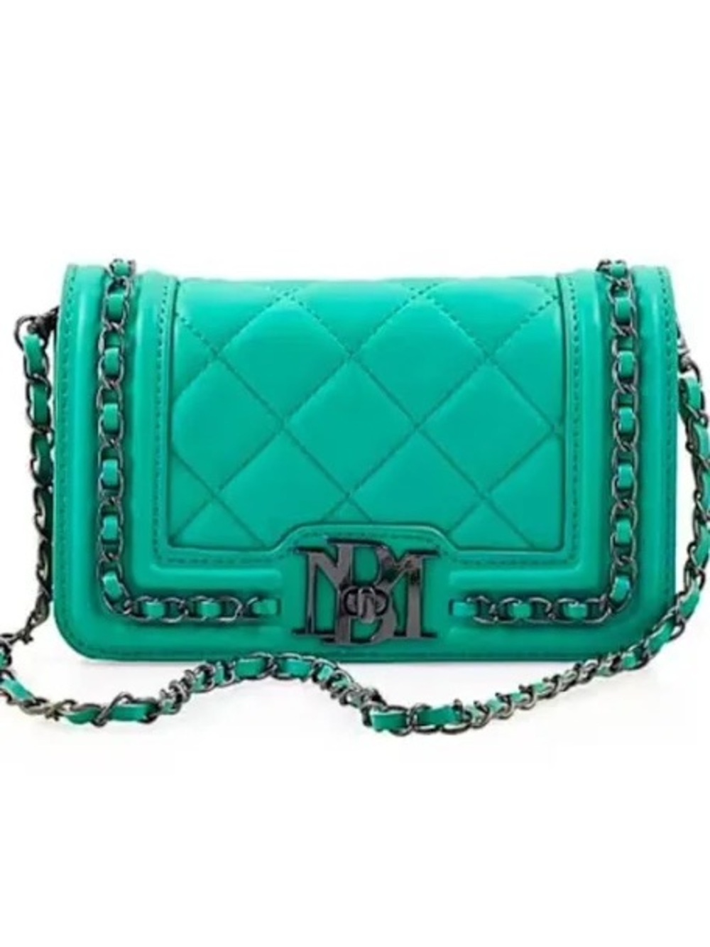 Badgley Mischka Teal Quilted Chain Crossbody Bag